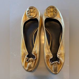 Tory Burch Reva Ballet Flats Metallic Gold